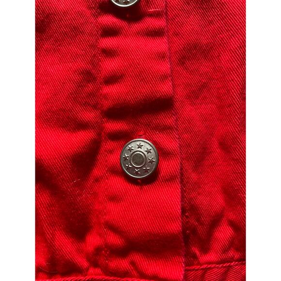 Womens/Teen Red Denim Utility Dress Size Medium Cotton Vintage California Style - Picture 4 of 7
